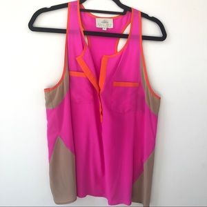 NWOT Silk Pink and Orange Sleeveless Blouse